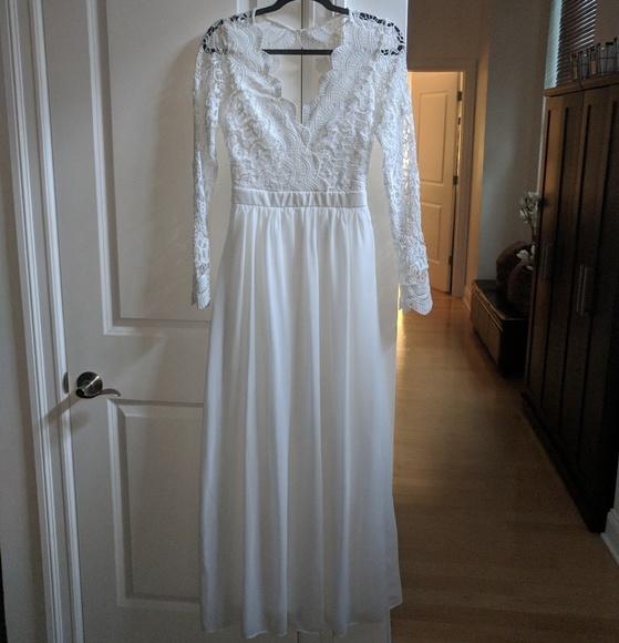 Lulus Dresses & Skirts - ❌SOLD❌ White Full-Length Dress - Wedding!